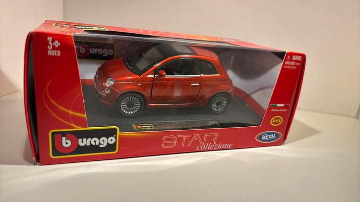Fiat 500 oranje bburago 1.24, Hobby en Vrije tijd, Modelauto's | 1:24, Zo goed als nieuw, Bburago, Ophalen of Verzenden