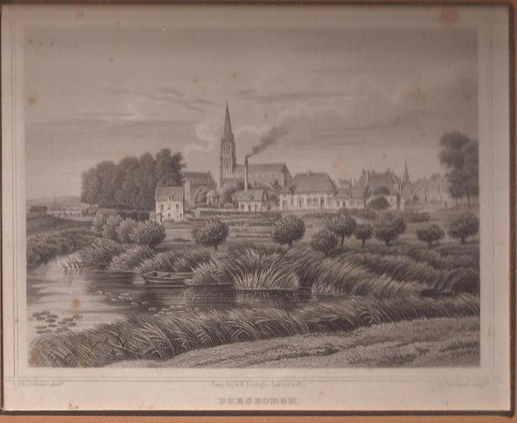 Doesburg - Doesborgh Staalgravure G. Heisinger.1862. Terwen, Antiek en Kunst, Kunst | Etsen en Gravures, Ophalen of Verzenden