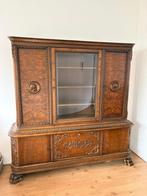 Vitrinekast notenhout, Ophalen, Gebruikt, 100 tot 150 cm, Glas
