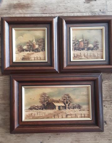 0032 -  Set van 3 originele olieverfschilderijen van J. Verd beschikbaar voor biedingen