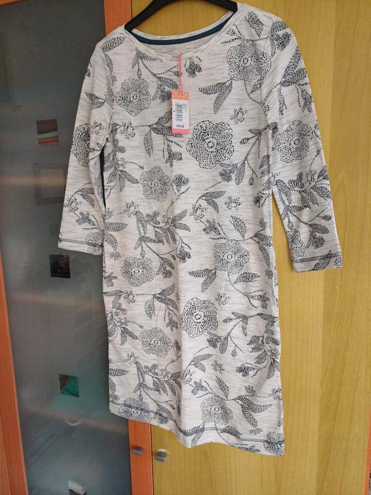 White stuff maat 34 (XS) jurk met print - NIEUW MET KAARTJE, Kleding | Dames, Jurken, Nieuw, Maat 34 (XS) of kleiner, Grijs, Knielengte