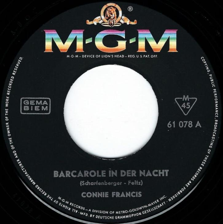 Connie Francis - Barcarole in der Nacht (Single), Cd's en Dvd's, Vinyl Singles, Gebruikt, Single, Pop, 7 inch, Ophalen of Verzenden