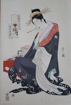 Japanse Houtblok Prent Eishi Vrouw 2e H 20e Eeuw, Antiek en Kunst, Kunst | Niet-Westerse kunst, Verzenden