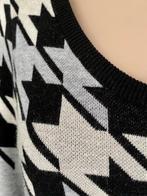 i86 Dept mt. 40=M fijn-gebreid jurkje jurk zwart/grijs/beige, Maat 38/40 (M), Zwart, Ophalen of Verzenden, Zo goed als nieuw