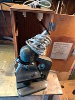 Vintage Microscoop met Licht in Houten Kist, Antiek en Kunst, Ophalen of Verzenden