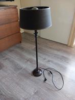 Prachtige bronskleurige lamp met bruine kap, Huis en Inrichting, Lampen | Vloerlampen, Ophalen of Verzenden, Zo goed als nieuw