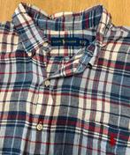 Ralph Lauren linnen overhemd blauw geruit - Maat XXL / 2XL, Blauw, Ralph Lauren, Ophalen of Verzenden, Zo goed als nieuw