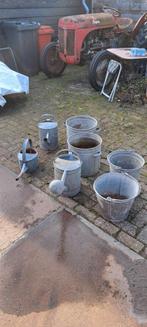 Zinken gieters en emmers - vintage decoratie, Tuin en Terras, Gieters, Ophalen, Gebruikt, Metaal