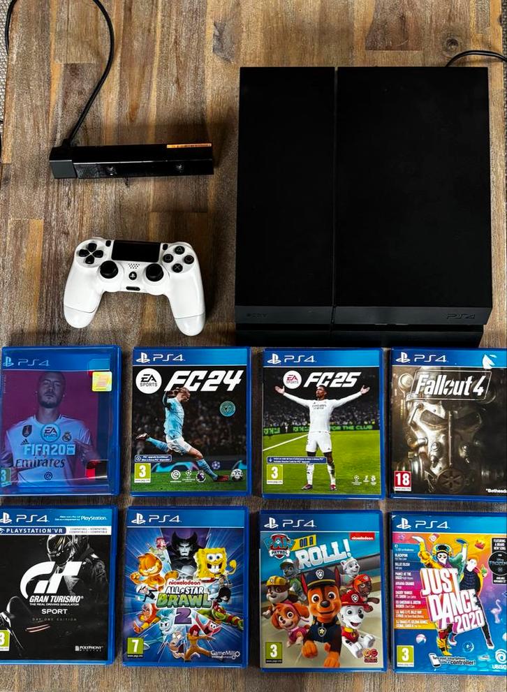 PS4 met controller, camera & 8 games!, Spelcomputers en Games, Spelcomputers | Sony PlayStation 4, Gebruikt, Original, 500 GB