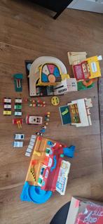 Vintage Fisher Price Speelgoed Set: School, Garage, Dorp, Ophalen, Gebruikt, Jongen of Meisje