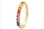 Gouden regenboog diamanten ring, Sieraden, Tassen en Uiterlijk, Ringen, Nieuw, Ophalen of Verzenden, Dame, Goud
