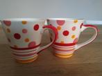 2 bekers oranje rood geel, Huis en Inrichting, Keuken | Servies, Ophalen of Verzenden, Zo goed als nieuw, Keramiek, Overige stijlen