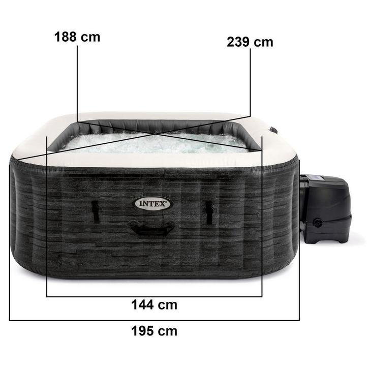 Jacuzzi - Intex PureSpa Jet & Bubble Deluxe Greystone, Tuin en Terras, Bubbelbaden en Hottubs, Nieuw, Opblaasbaar, Afdekzeil, Grondzeil