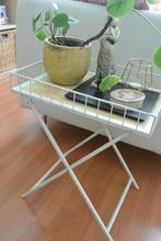 Bijzettafeltje Wit metaal hout sidetable Inklapbaar 42x32x50, 45 tot 60 cm, Minder dan 55 cm, Gebruikt, Metaal of Aluminium