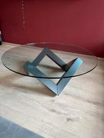 Glazen ronde salontafel, Huis en Inrichting, Tafels | Salontafels, Ophalen, Gebruikt, Rond, Glas