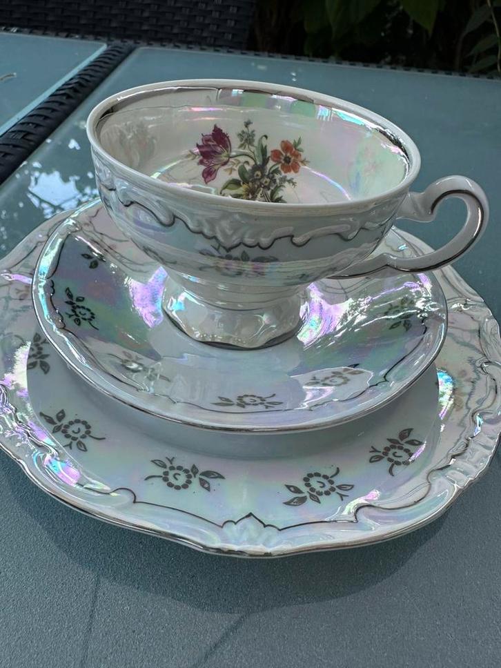 Vintage Weimar Porselein – parelmoer set van 3 delen, Antiek en Kunst, Antiek | Servies los, Ophalen of Verzenden