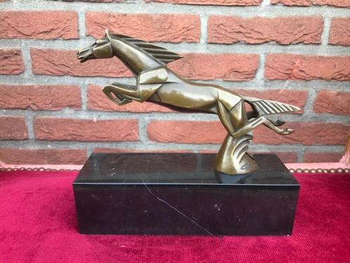gestileerd springend paard, brons en marmer, Antiek en Kunst, Curiosa en Brocante, Ophalen of Verzenden