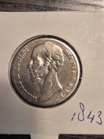 1 Gulden Willem II 1843, Postzegels en Munten, Munten | Nederland, 1 gulden, Zilver, Ophalen of Verzenden, Losse munt