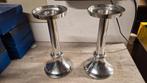 2 kandelaars Aluminium, Gebruikt, Overige kleuren, 25 tot 50 cm, Ophalen of Verzenden