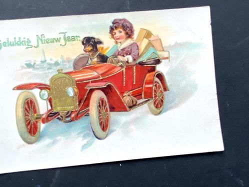 Oude ansicht van een kind en teckel  in auto jaren 20, Verzamelen, Ansichtkaarten | Themakaarten, Gelopen, 1920 tot 1940, Kinderen