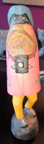 Grappig houten beeld kikker met fototoestel, Antiek en Kunst, Ophalen