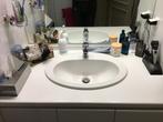 Mooi badkamer blad incl. porseleinen wasbak en  mengkraan., Zo goed als nieuw, Minder dan 100 cm, Wasbak of Wastafel, 25 tot 50 cm