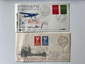 2x FDC Europa zegels 1958 en 1959 mooie speciale stempels beschikbaar voor biedingen