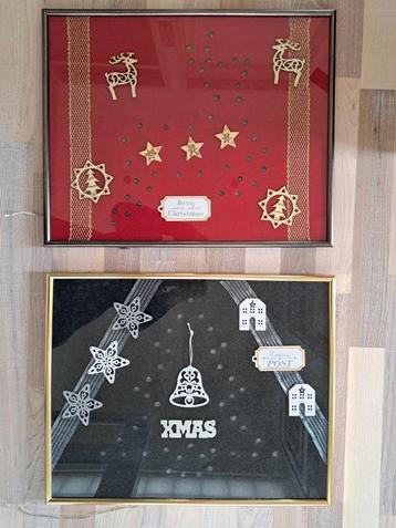 Twee kerstschilderijen met verlichting 51x42 cm beschikbaar voor biedingen