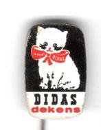 Speldje DIDAS DEKENS WITTE POES KAT (A8)  KIJK OOK EENS NAAR, Verzamelen, Speldjes, Pins en Buttons, Gebruikt, Verzenden