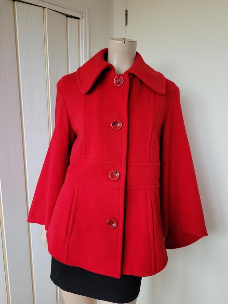 Damo wol/cashmere jas rood maat 40, Kleding | Dames, Jassen | Winter, Zo goed als nieuw, Maat 38/40 (M), Rood, Ophalen of Verzenden