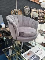 Velvet schelp fauteuil ( grijs, Ophalen of Verzenden, Zo goed als nieuw