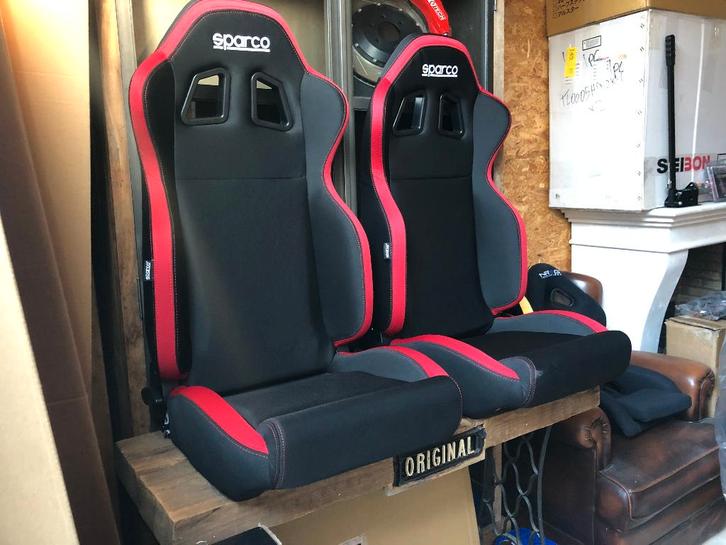 Sparco R100 Zwart Rood Kuipstoel Sportstoel Racestoel, Auto diversen, Tuning en Styling, Ophalen of Verzenden