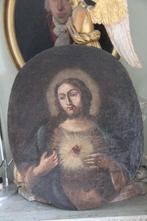 Antiek 18e eeuws italiaans heilig hart schilderij olieverf, Ophalen of Verzenden