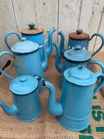 Koffiekannnen theekannen melkkannen kannen emaille blauw, Antiek en Kunst, Ophalen