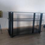 Tv meubel zwart glas, Ophalen, Gebruikt, Glas, Minder dan 100 cm