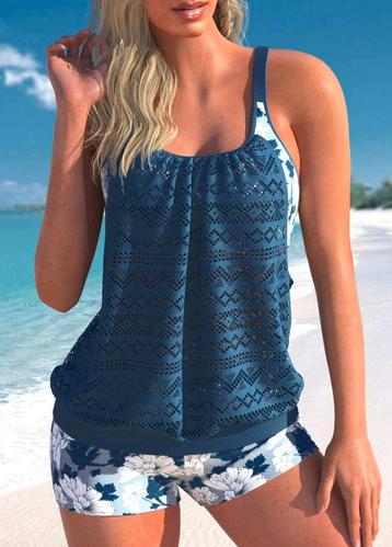 Tankini bikini blauw 34 36 38 40 42 44 46 48 50 52 54 sup