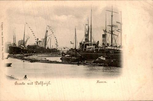 Delfzijl - Haven, Verzamelen, Ansichtkaarten | Nederland, Ongelopen, Groningen, Voor 1920, Ophalen of Verzenden