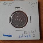 Deutsche Reich 50 pfenning zilver 1875c, Postzegels en Munten, Munten | Europa | Niet-Euromunten, Zilver, Duitsland, Ophalen of Verzenden