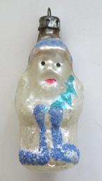 Oude Kerstbal Kerstman met Kerstboom ( melkwit blauwe sneeuw, Diversen, Kerst, Ophalen of Verzenden