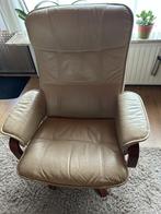 Lederen draaistoel, Huis en Inrichting, Stoelen, Ophalen, Wit, Hout, Zo goed als nieuw