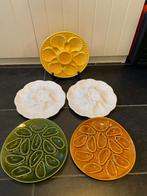 Prachtige set van 5 vintage oesterborden mosselborden 1960s, Ophalen of Verzenden