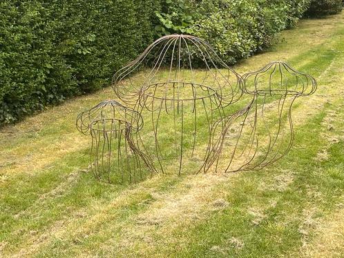 Tuin decoratie klimrek , 3 paddestoelen draadstaal/ijzer, Tuin en Terras, Tuinbeelden, Gebruikt, Metaal, Ophalen