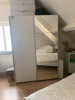 Houten kast met spiegeldeur en planken, Huis en Inrichting, Kasten | Kledingkasten, Ophalen, 100 tot 150 cm, Glas, Modern