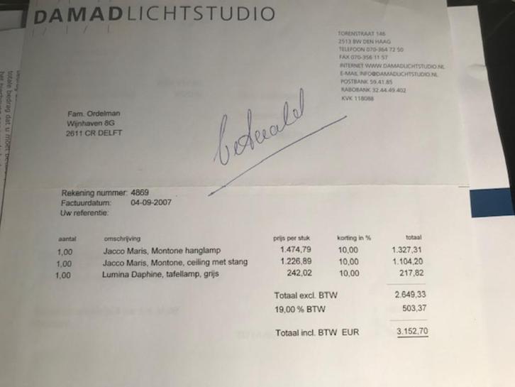 hanglamp van Jacco Maris, Huis en Inrichting, Lampen | Hanglampen, Zo goed als nieuw, 75 cm of meer, Glas, Metaal, Ophalen of Verzenden