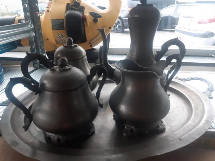 Thee servies Tin, Antiek en Kunst, Antiek | Tin, Ophalen of Verzenden