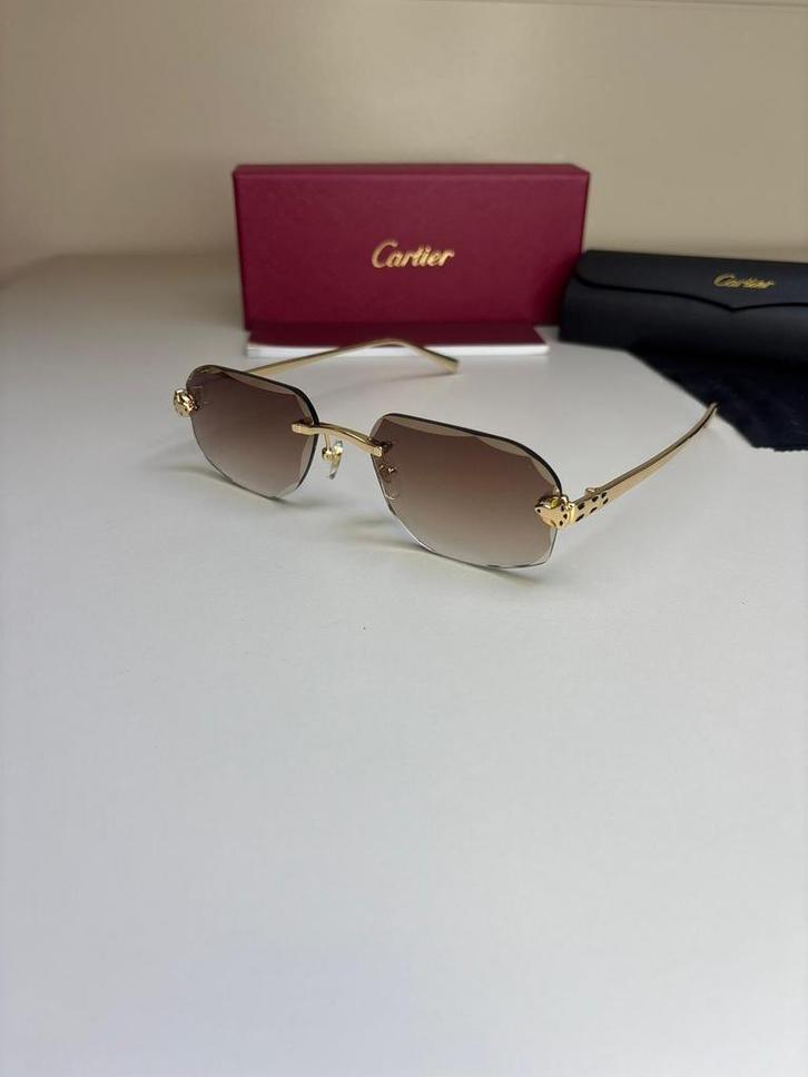 Cartier Panthere - Bruine Diamond Cut Glazen + Toebehoren, Sieraden, Tassen en Uiterlijk, Zonnebrillen en Brillen | Heren, Nieuw