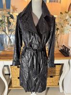 Zwarte coated trenchcoat Creenstone, 36-38, perfecte staat., Verzenden, Zo goed als nieuw, Maat 36 (S), Zwart