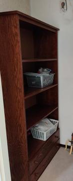 Eiken boekenkast met 2 lades, 25 tot 50 cm, Gebruikt, Ophalen
