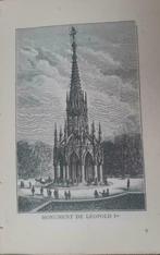 28 / Brussel Monument de Léopold 1er. houtgravure uit 1892, Ophalen of Verzenden