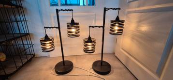 2 stuks industriële tafellamp Spin Slate Grey 2-lichts beschikbaar voor biedingen